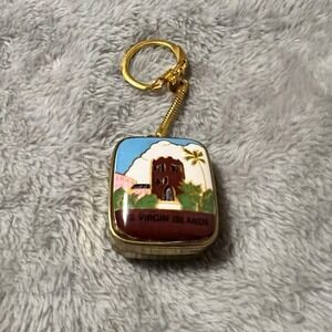 Japanese Sankyo Brass MusicBox Keychain US Virgin Islands Japan VINTAGE & Tested